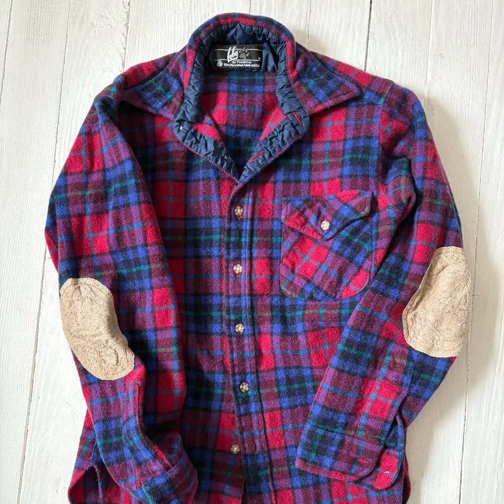 Vtg Pendleton Lobo Wool Plaid Flannel Button Down Shirt